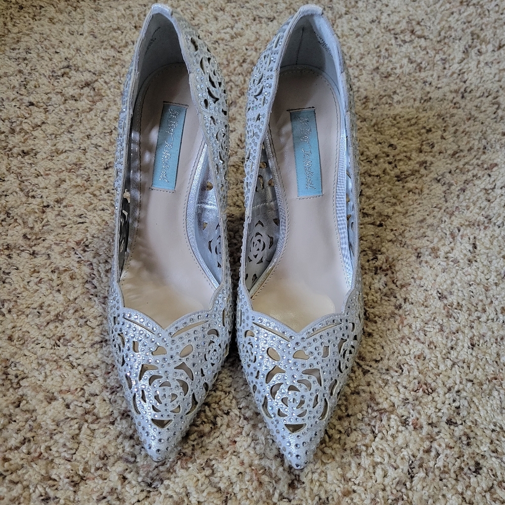 Betsey Johnson Blue Silver Fab Stilettos